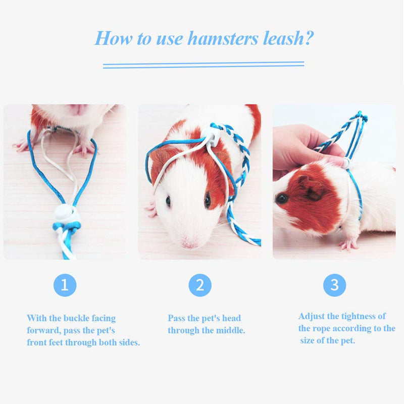 ASOCEA 4 Pcs Hamster Harness and Leash Adjustable Pet Nylon Lead Walking Rope Suitable for Guinea Pig Chinchillas Ferret Rat Mouse Squirrel Gerbil Small Animal - PawsPlanet Australia