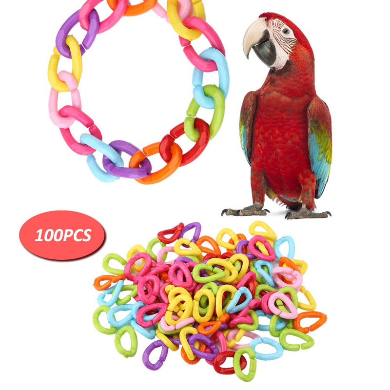 Zerodis 100 Pieces Multi-colored Rings Hooks C-Clip Plastic Mesh Plastic Stroller Chain for Baby Toy Bird Parrot - PawsPlanet Australia