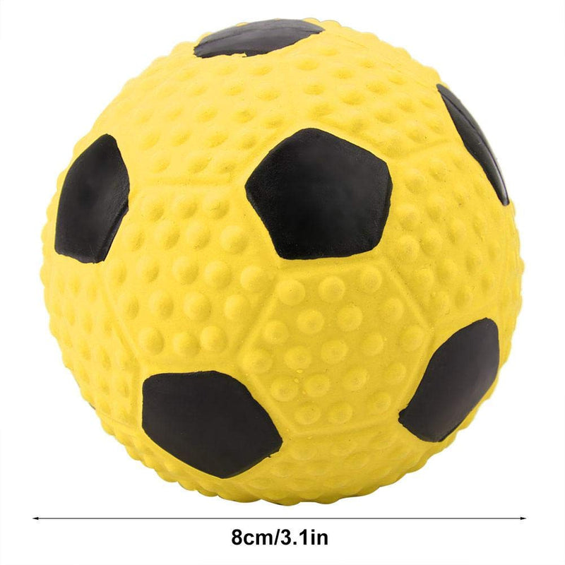 Pssopp Dog Football Toy Colorful Elastic Latex Dog Chew Toys Pet Teeth Cleaning Biting Toy Bite-resistant Squeak Balls Pet Interactive Training Toys(Yellow) Yellow - PawsPlanet Australia