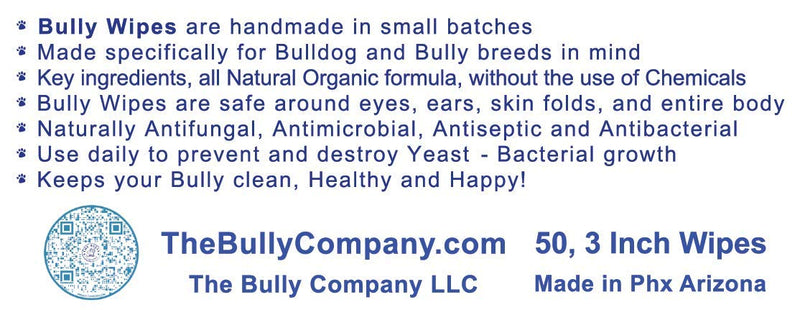 Bully Wipes - Bulldog Wrinkle Wipes Specifically for Bulldog Breeds All Natural Organic Formula Refreshing Botanical Scent - Removes Dirt Bacteria Yeast - Safe to use around Eyes, Ears, Paw, Wrinkles! - PawsPlanet Australia