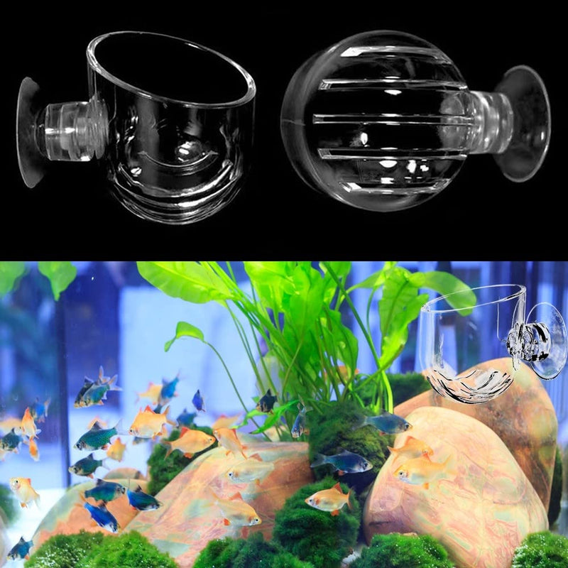 DONGKER 2PCS Aquarium Cup Pot,Aquarium Plant Holder Acrylic Fish Tank Plants Pot W/Suction Cup for Fish/Shrimp Feeding Fish Tank Decor - PawsPlanet Australia