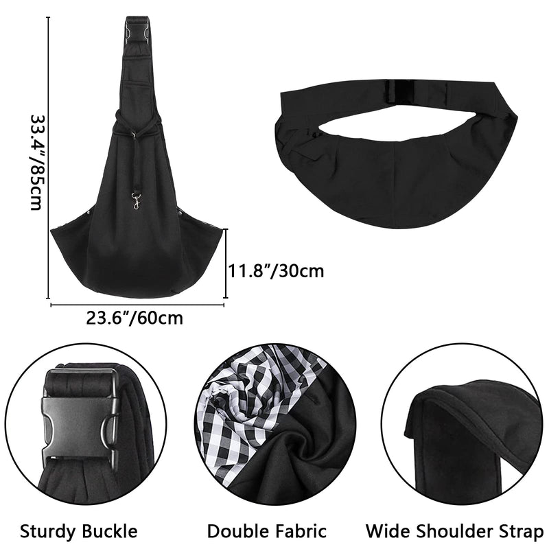 Pet Sling Carrier, Hand Free Pet Carrier, Dog Sling with Adjustable Shoulder Strap for Small Medium Cat Dog (Black) Black - PawsPlanet Australia