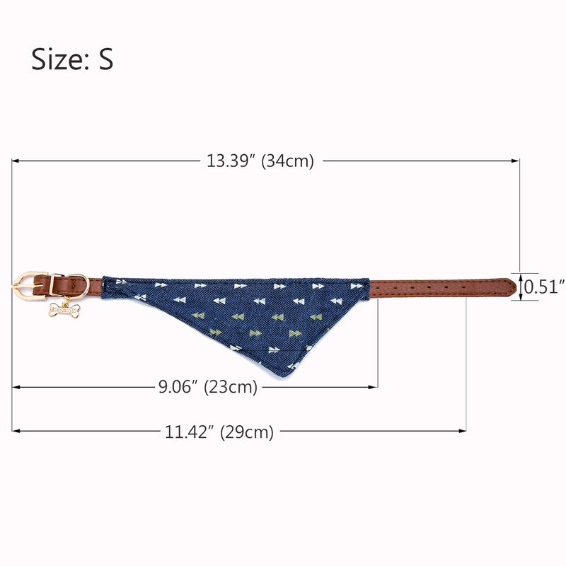 [Australia] - StrawberryEC Puppy Collars for Small Dogs Adjustable Puppy Id Buckle Collar Leather. Cute Plaid Red Bandana Dog Collar Bandana-Navy-Note 