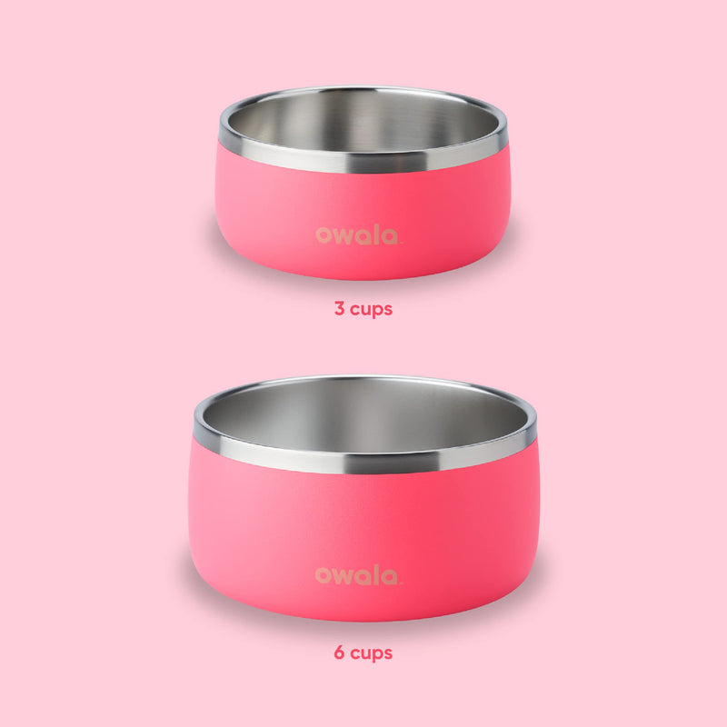 Owala Pet Bowl - Durable Stainless Steel, Food and Water Bowl for Dogs, Cats, and All Pets, Non-Slip Base, 24oz, Pink (Hyper Flamingo) 24 oz Hyper Flamingo - PawsPlanet Australia
