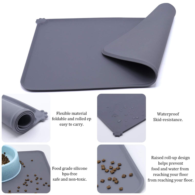 [Australia] - Wqixu Pet Food Mats Waterproof Anti-Slip Silicone Pet Bowl Drinking Mat Feeding Mats for Dog and Cat Non-Toxic Pet Supplies 