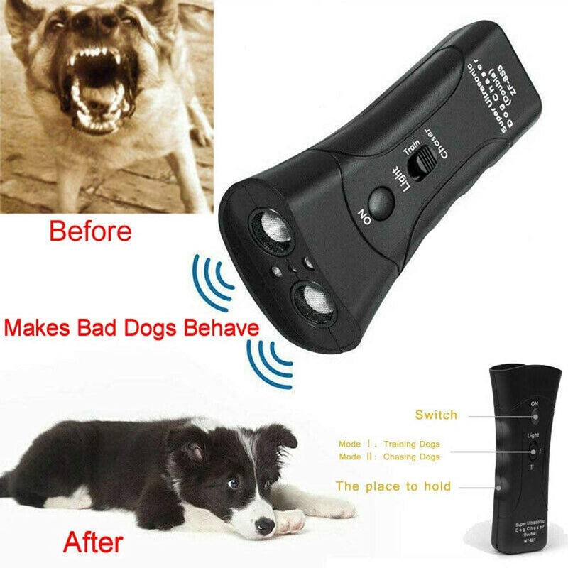 LYPER 3-in-1 Dog Training-Bark Control Device Dog Stop Bark Device Pet Gentle Trainer with Extra Whistle,Friendly Behavior Training Tool, Handheld Ultraso Sound Sonic Bark Deterrents Silencer - PawsPlanet Australia