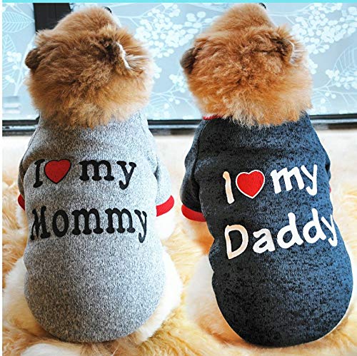 N / A Pet Winter Clothes, Fleece Dog Warm Coats Love Daddy Pet Clothing for Cats Puppy Small Dogs (S, Dark Blue) S Dark Blue Love Daddy - PawsPlanet Australia