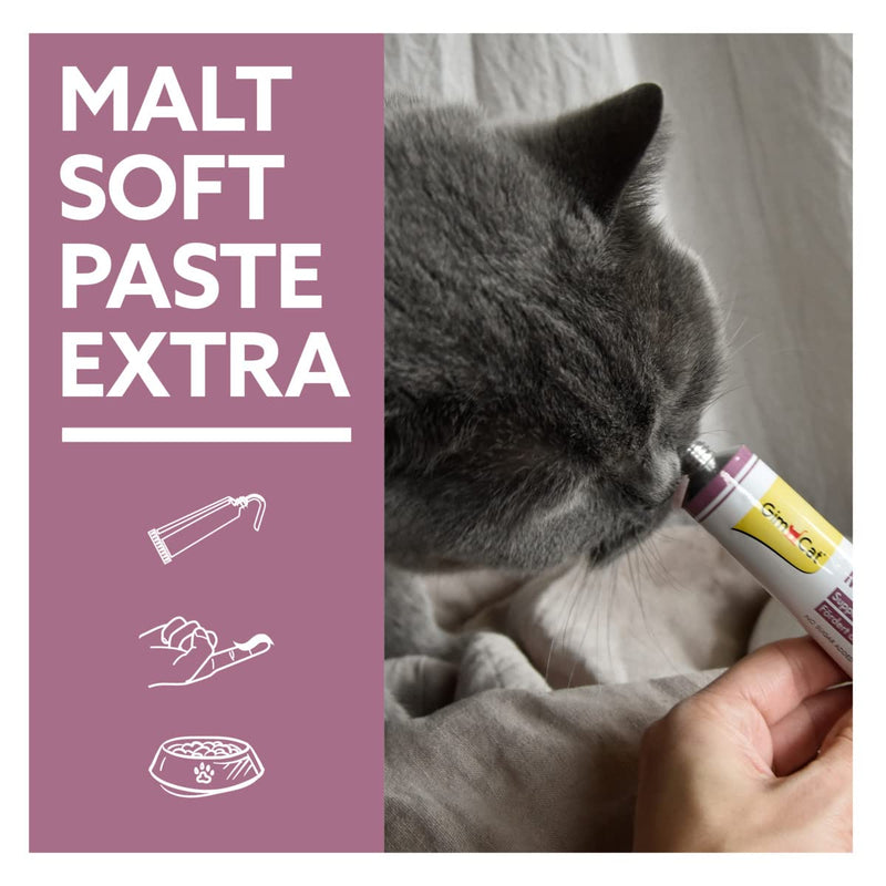 GimCat Malt-Soft Paste Extra - Anti-Hairball Cat Snack Promotes Elimination of Hairballs - 1 Tube (1 x 200 g) 200 g (Pack of 1) - PawsPlanet Australia