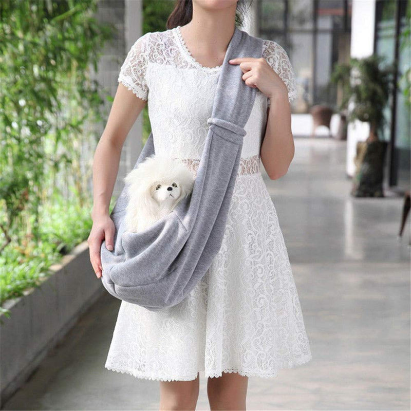 [Australia] - Mefashion Pet Dog Cat Sling Carrier Bag Reversible Adjustable Pouch Travel Shoulder Bag Carry Tote Handbag Grey 