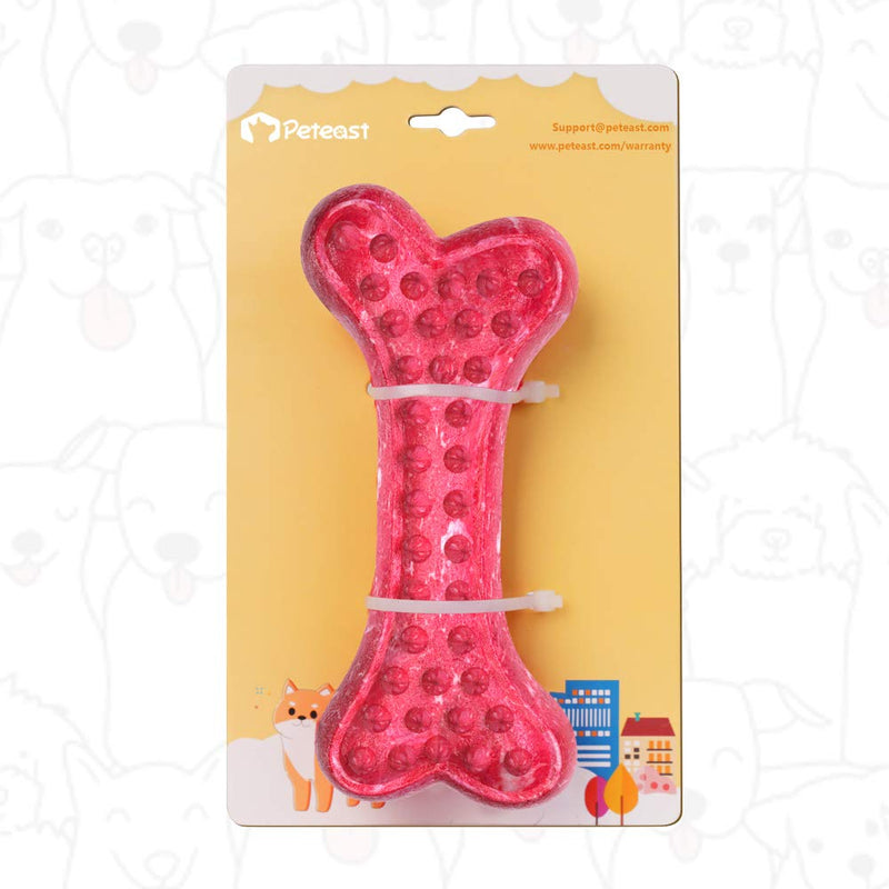 [Australia] - Peteast Dog Toys, Durable Dog Chew Toys for Aggressive Chewers Bacon Flavored Tough Natural Rubber & Teeth Cleaning Chewing Bones for Large/Medium/Small Dogs 