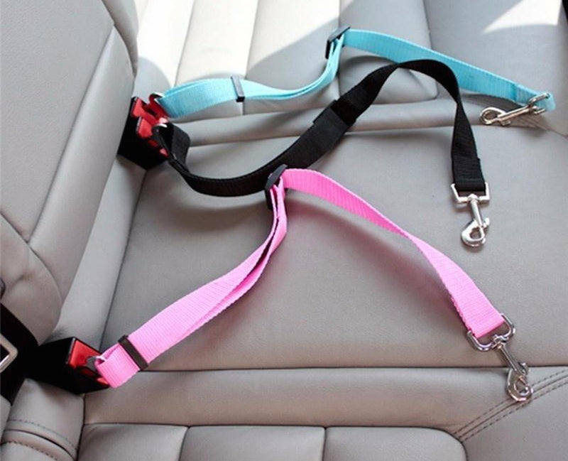 [Australia] - New Tech Junkies SEAT BELT restraint clip-on to collar/harness Pet Dog car truck mini-van Animal Safety nylon RED 