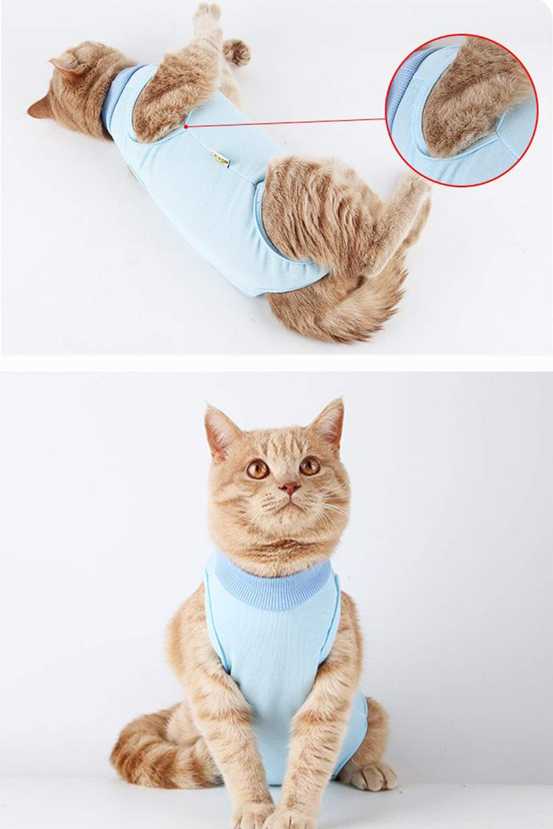 AEITPET Recovery Suit Cat, Pets Protective Clothing Recovery Suit Vest, Prevent Licking After Surgery Wear Weaning and Keep Warm Recovery Cloth Suit for Cats Dogs (M, Blue) M - PawsPlanet Australia