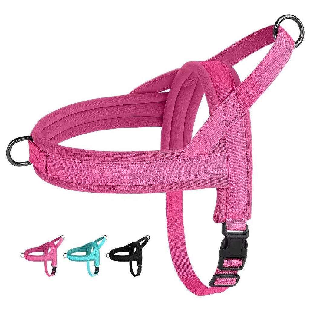 Beirui No Pull Dog Harness for Small Dogs Puppies, Soft Neoprene Quick Fit Harness with Durable Front Clip & Back Clip, Lightweight Easy for Daily Walking (Hot Pink,S) S:Chest 17-21", Neck 12" Hot Pink - PawsPlanet Australia