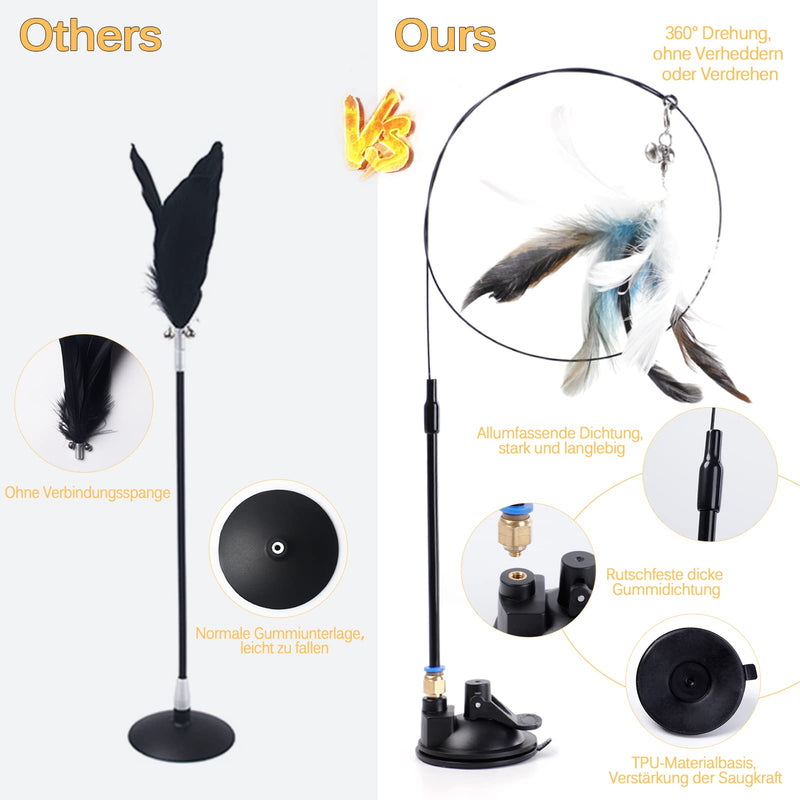 Legendog Interactive Cat Toy Fishing Rod with Feather Toy for Cats Feather Toy with Suction Cup for Kittens Self-employment Cat Stick Toy Bule & White - PawsPlanet Australia