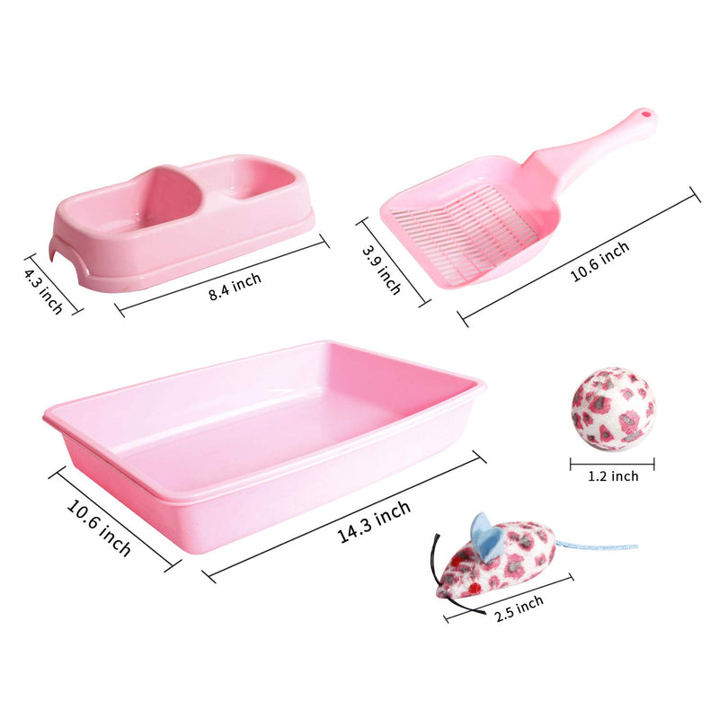 [Australia] - PAWISE Cat Starter Kit Includes 4PCS Kitty Supplies, Great for Small Kitties, 14.5x10.5 Inch Pink 