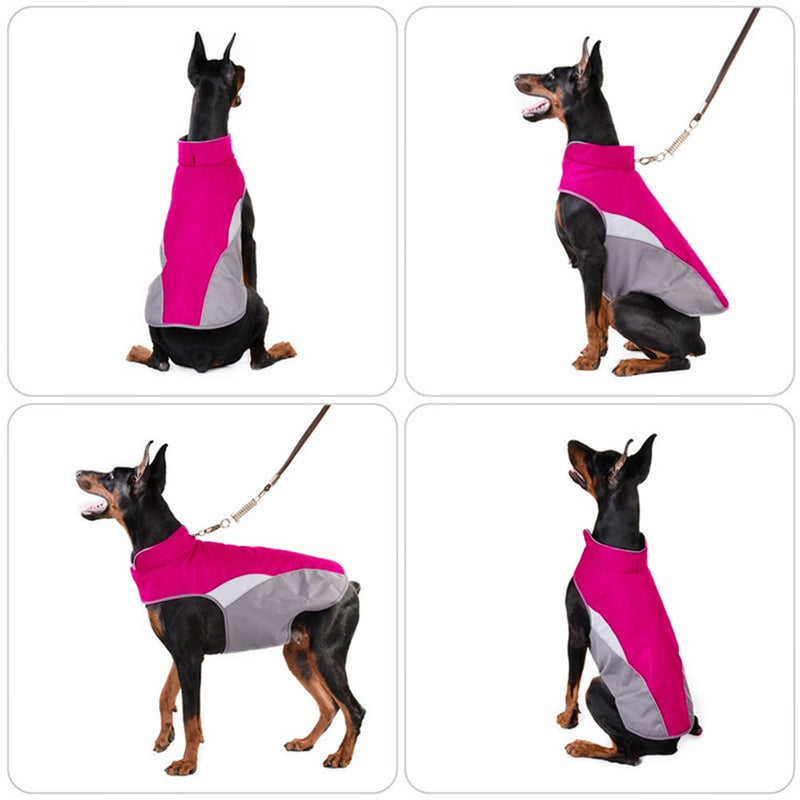 SILD Dog Jacket Outdoor Indoor Activities Waterproof Windproof Reflective Dog Cold Weather Winter Coat Dog Vest Autumn Pet Apparel for Small Medium Large Dog L(Chest:22.8",Back Length:16.9") Rose Red - PawsPlanet Australia