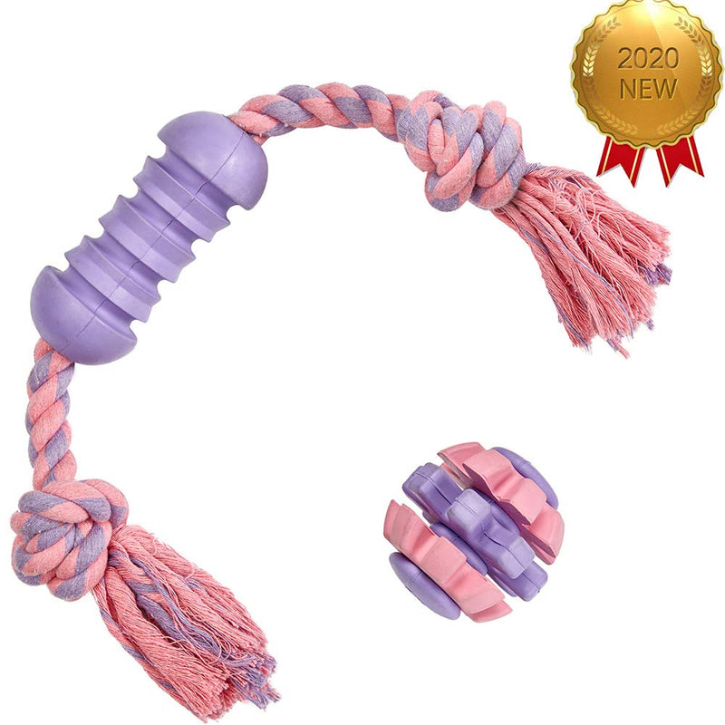 Amazon Brand - Umi Pack of 2 Gift Toys for Puppies & Dogs, 2-Knots Rope and Rubber Ball Dog Toy Value Pack 2-Knots Rope + Rubber Ball - PawsPlanet Australia