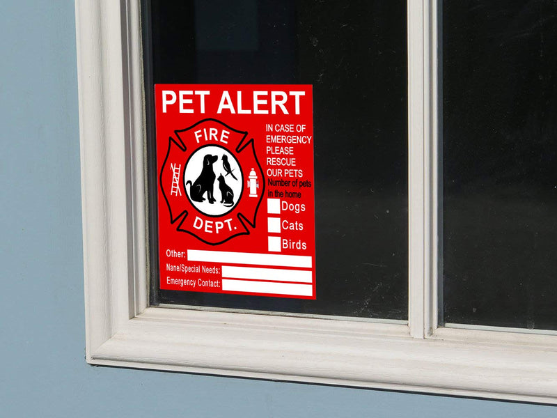 [Australia] - Pet Inside Sticker - 8 Pack Pet Alert Safety Fire Rescue Sticker Decal-Save Our Cat/Dog Pets In a Fire Emergency, Firefighters will See Alert on The Window, Door, or House and Rescue Our Family. 