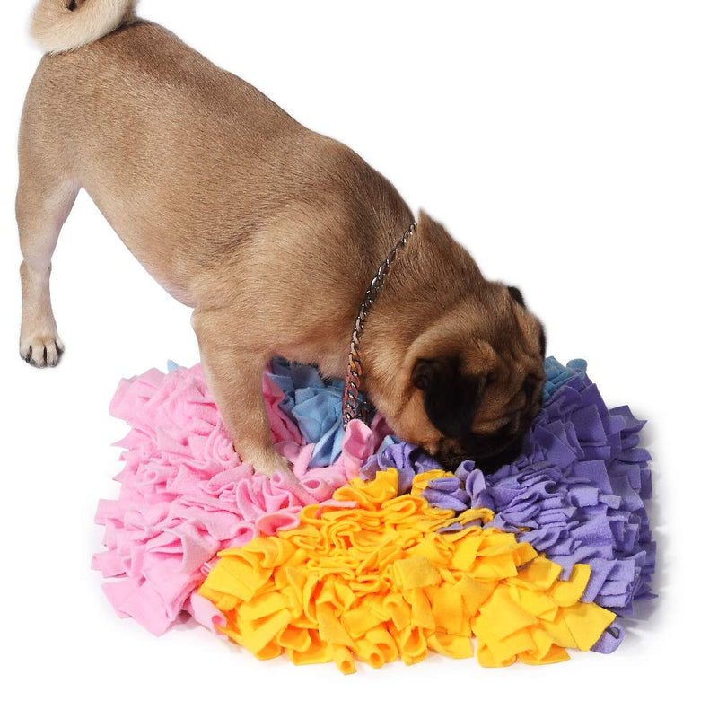 [Australia] - LEMONDA Pet Dog Snuffle Mat Training Feeding Mat Nosework for Dogs Activity Fun Play Mat for Relieve Stress Restlessness 19"x 19" Yellow/Purple/Blue 