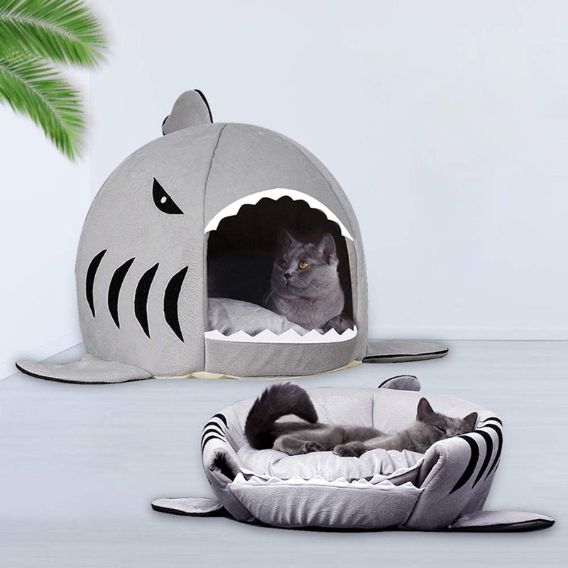 IBLUELOVER Shark Dog House Bed Cat Tent Bed Foldable Indoor Cave Bed Winter Warm Pet Cuddle Nest Semi-Closed Washable Sofa Bed for Small Medium Dog Cat Kitten Bunny Rabbit - PawsPlanet Australia