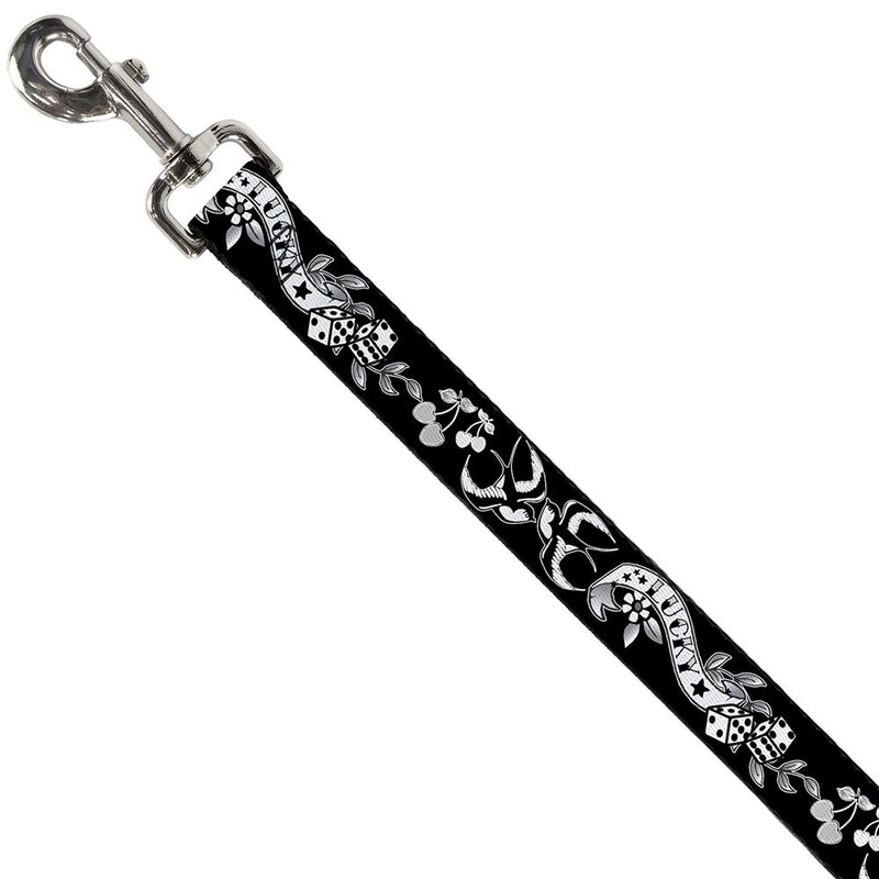 [Australia] - Buckle-Down Dog Leash Lucky Black White Available in Different Lengths and Widths for Small Medium Large Dogs and Cats 4 Feet Long - 1" Wide 