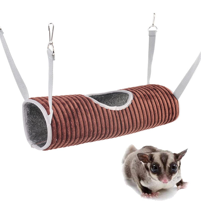 Small Animal Hammock, Ferret Hammock Bed, Hammock and Tunnel Cage Suit for Rat,Hamster, Squirrel, Sugar Glider, Guinea Pigs Ferret Accessories,Hanging Hideout Tunnel Tube Toy for Cage (Coffee) Coffee - PawsPlanet Australia