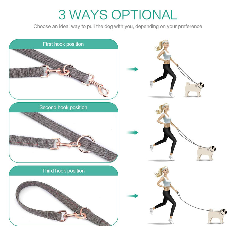 ORIA Dog Lead + Dog Collar, 2m Dog Leash and Collar Set, Adjustable to 3 Different Lengths, With Strong Soft Wool, for Small/Medium/Large Dog Training, Walking, Running - Small Size (33cm-40cm) Small(33cm-40cm) - PawsPlanet Australia