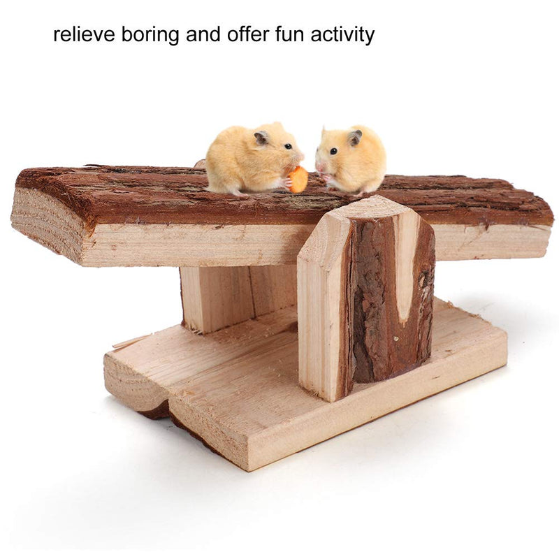 Hamster Seesaw, Natural Wooden Seesaw Small Animal Cage Chew Toy for Squirrels Gerbils Hamsters Golden Bears - PawsPlanet Australia
