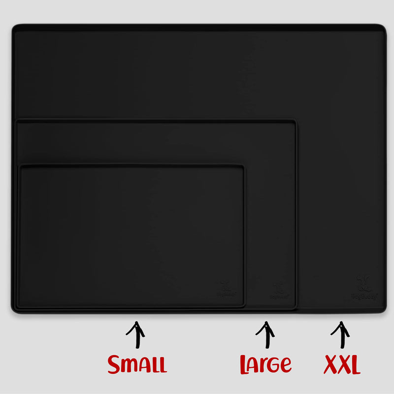 DogBuddy Dog Food Mat, Waterproof Dog Bowl Mat, Silicone Dog Mat for Food and Water, Pet Food Mat with Edges, Dog Food Mats for Floors, Nonslip Dog Feeding Mat, Puppy Supplies - Small (19x12), Black S: 19" x 12" - PawsPlanet Australia