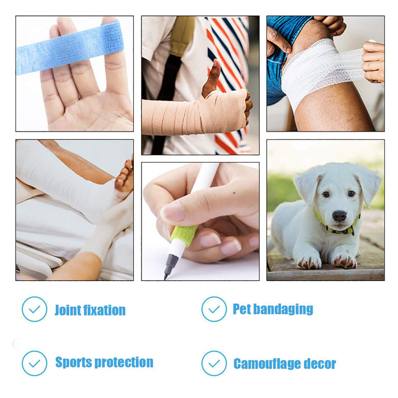 Wendergo 6 Rolls Self Adhering Bandage, Injury Wrap Tape for Cats, Pet Vet Wrap Bulk Stretch Tape for Wrist,Ankle Sprains & Swelling,Supports Muscles and Joints - PawsPlanet Australia