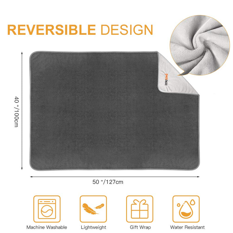 [Australia] - Petacc Waterproof Dog Blankets with Reversible Design, Liquid Proof Pet Blanket for Bed Couch Sofa, Soft Warm Flannel Sherpa Sleep Mat for Dog Cat, Waterproof Dog Bed Cover-Machine Washable S (50" x 40") 