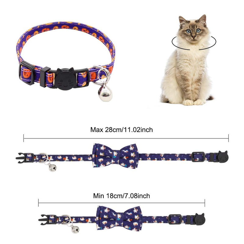 Derbway 2pcs Quick Release Cat Collars, Adjustable Safety Breakaway Collar, Cute Bow Tie with Bell - PawsPlanet Australia