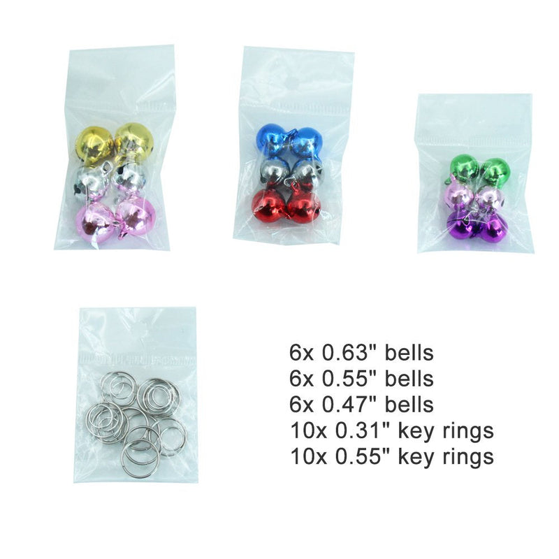 EXPAWLORER Bells for Cat Collars - 18 Pcs Colourful Dog Charm Bells for Collars Necklace Pendant Accessories with 20 Pcs Key Rings - PawsPlanet Australia