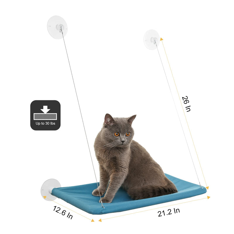 MUMUPET Cat Hammock, Cat Window Perch with Suction Cups, Pet Resting Seat Safety Holds Two Large Cats, Cat Window Hammock Providing All Around 360° Sunbathe for Cats Weighted Up to 30lb Denim Blue - PawsPlanet Australia