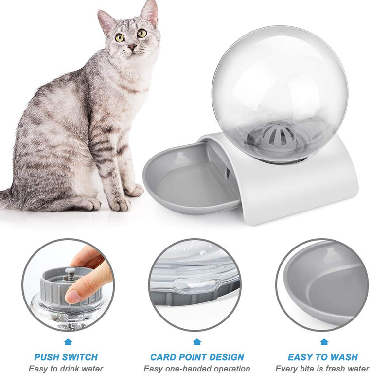 Laelr Cat Water Dispenser, Automatic Pet Dog Water Drinking Bowl Water Feeder Dispenser Station Water Supplies Large Capacity Fountain Stand for Small Medium Dog Cat Animals 2.8 L, Grey - PawsPlanet Australia