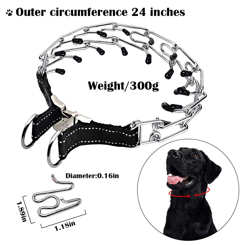 Wellbro Pit Bull German Shepherd Training Metal Pinch Pets Collar, with Quick Release Snap Buckle and Rubber Tips, Easy-On Plated Adjustable Training Dog Collar,24" Type 1 - PawsPlanet Australia