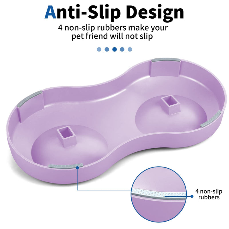 Elevated Cat Bowls Small Size Dog: Stainless Steel Raised Cat Bowl with Stand, 20° Tilted Feeding Station Anti Vomiting, Easy to Clean for Puppy & Kitten Lilac - PawsPlanet Australia