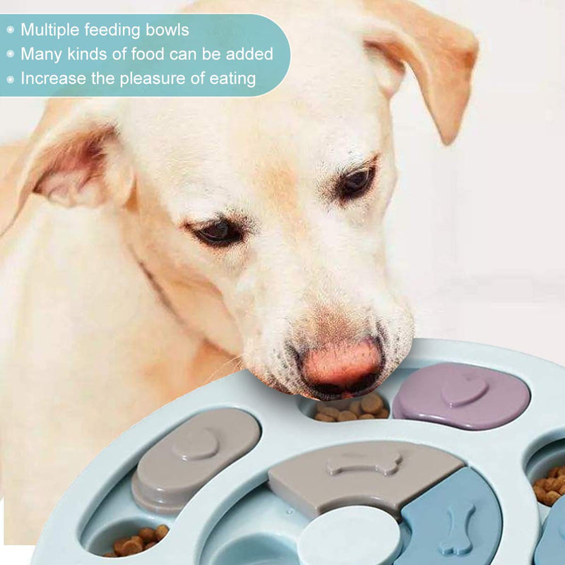 BoloShine Round Dog Puzzle Feeder Toy, Durable Pet Interactive Toy Puppy Treat Dispenser, Dog Training Games Feeder Plate, Dog Training Brain Games, Improving IQ (Blue) - PawsPlanet Australia