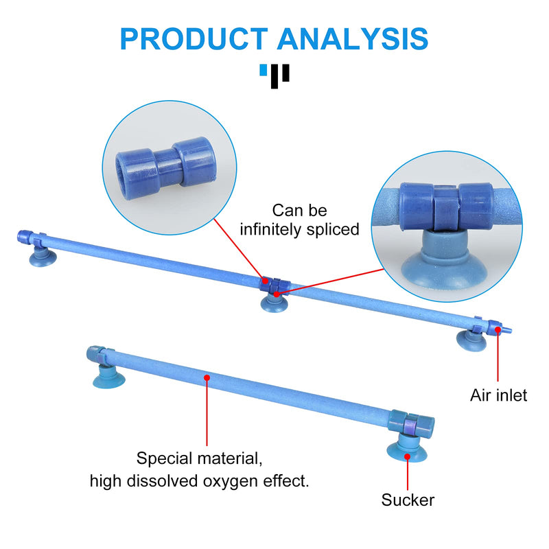 WishLotus 2 Pieces Length Aquarium Air Stone Bubble Wall with Suction Cups, Fish Tank Bubbler Air Bar Tube Bubble Release Diffuser Bar for Fish Tank Air Pump Blue - PawsPlanet Australia
