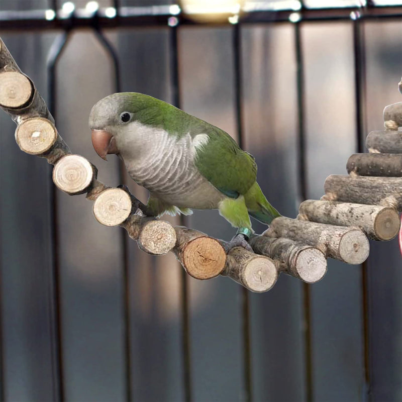 Natural Wooden Ladder Rope Ladder for Small and Medium Birds,Parrot Ladder Bridge Climbing Toy - PawsPlanet Australia