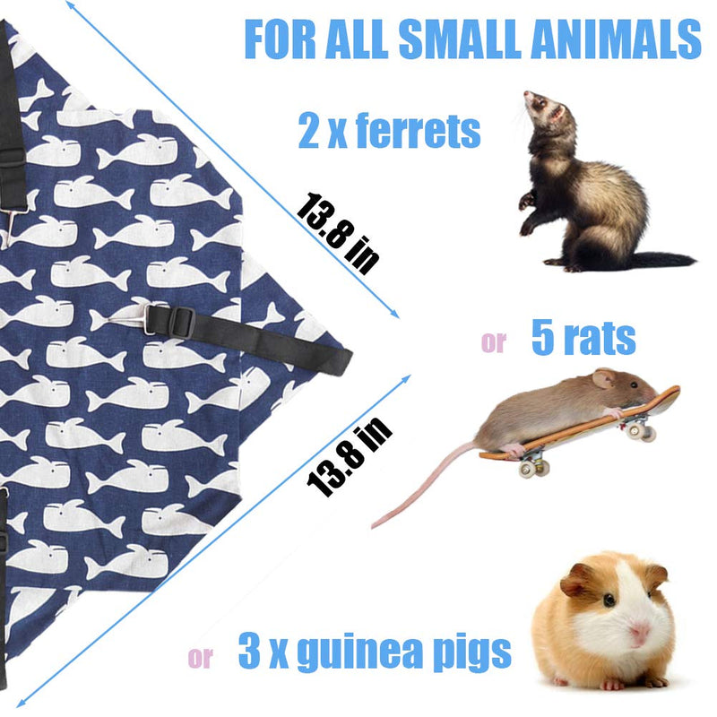 ABERTOMM Ferret Hammock 2 Tiered Bunkbed Summer Cooling Bed for Small Pets, Guinea Pig Cage Accessories, Summer Small Animal Rat Hammock Bed Hideout for Sugar Glider Ferret Flying Squirrel (Blue) 2 TIER-BLUE WHALE - PawsPlanet Australia