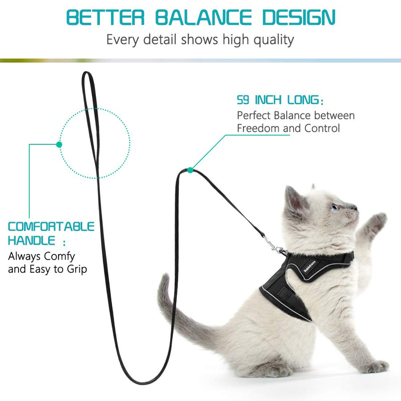 [Australia] - rabbitgoo Cat Harness and Leash for Walking, Escape-Proof No Choke Reflective Vest Harnesses for Small Cats, Kitten Harness with Magic Tapes and Double Clips for Kitty Safety Outdoor Activity 