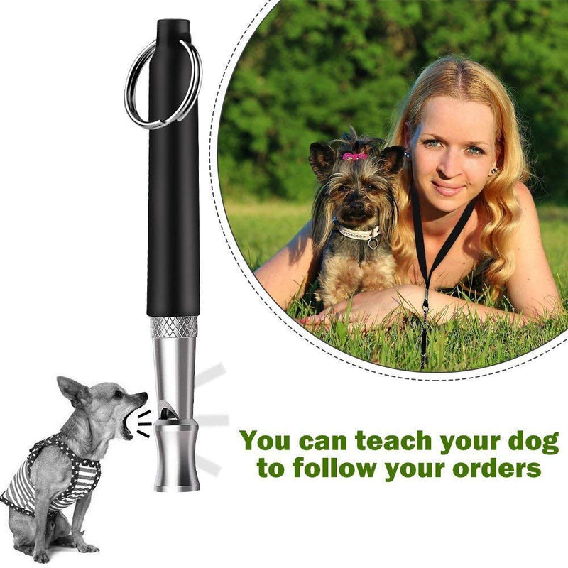 Nilook Dog Whistle, Dog Whistle Stainless Steel Ultrasonic Professional Adjustable Frequencies & Free Lanyard Strap(2Pack) - PawsPlanet Australia