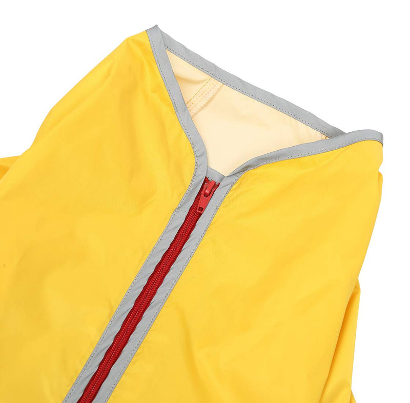 Dog raincoat, rain snow jacket, zipper in back, waterproof jumpsuit with collar hole and reflective strip - Yellow - L - PawsPlanet Australia