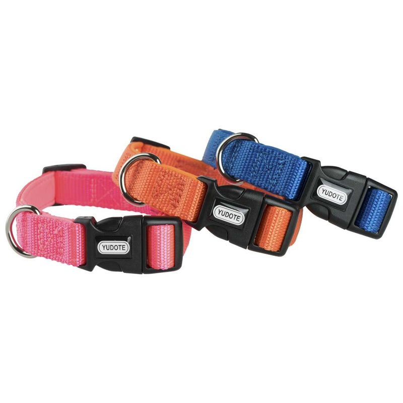 YUDOTE Adjustable Nylon Dog Collar with Soft Neoprene Padding for Medium Sized Dogs Neck 30-47cm Blue M: 30-47cm Neck; 2cm Width - PawsPlanet Australia