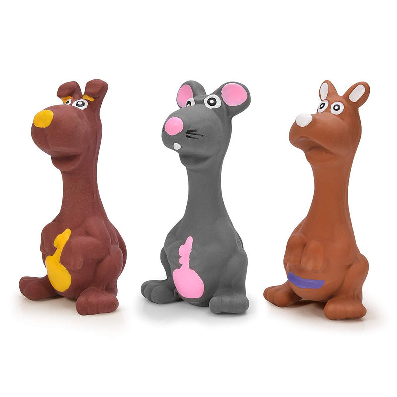 Feeko Squeaky Latex Dog Toys for Puppies, 3 Pack Kangaroo&Mouse Puppy Chew Toys with Squeakers, Funny Small Dog Toys for Puppies Safe Puppy Toys Interactive Fetch Play Small Dog Toy Assorted - PawsPlanet Australia