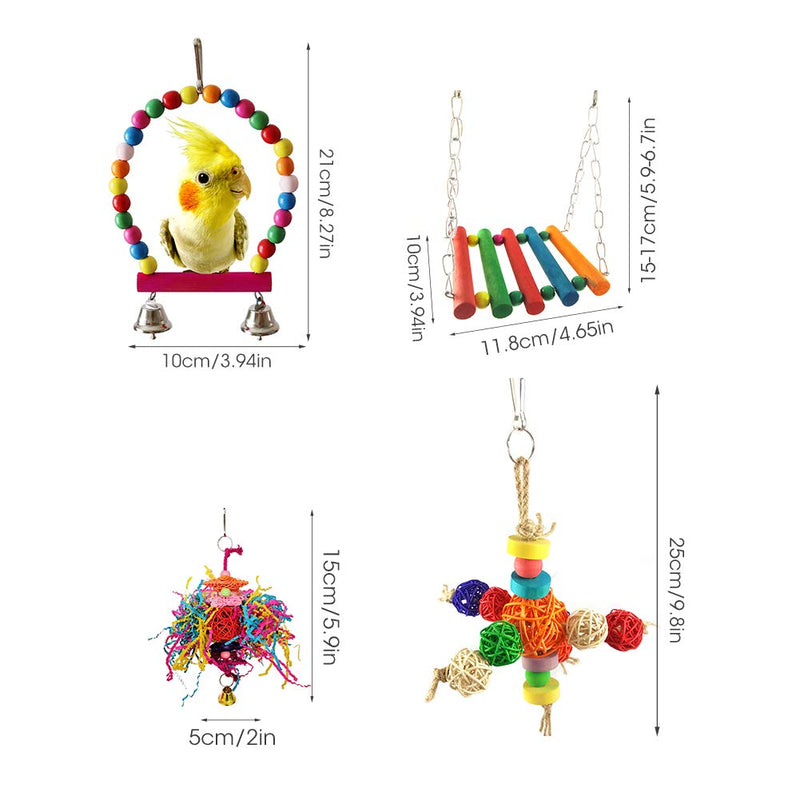 MQFORU Birds Swing Toys Bird Chewing Toys Birds Cage Toys, 8PCS Suitable for Small Parakeets, Cockatiels, Conures, Macaws, Parrots, Love Birds, Mynah, Finches ect. - PawsPlanet Australia