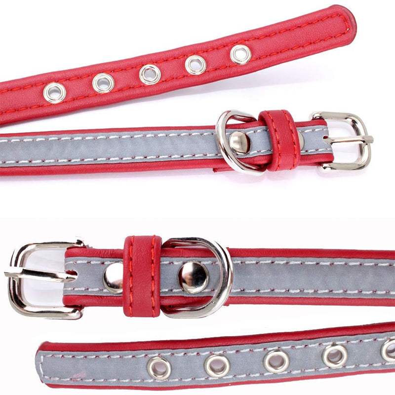 ETOPARS Lettering Pet Dog Collar Leashes Set, Reflective Dog Collar, Cat Dog Collar Leash Set, Double-layer Soft Leather Pet Leash, Pet Collar Leash for Small and Medium Dogs L Red - PawsPlanet Australia