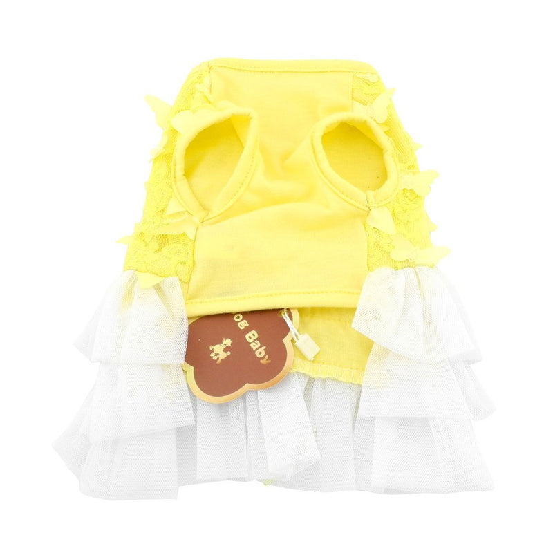 [Australia] - SMALLLEE_LUCKY_STORE Formal Skirt Princess Tutu with Bow for Girl Puppy Clothes Summer Skirt, Large, Pink Yellow 