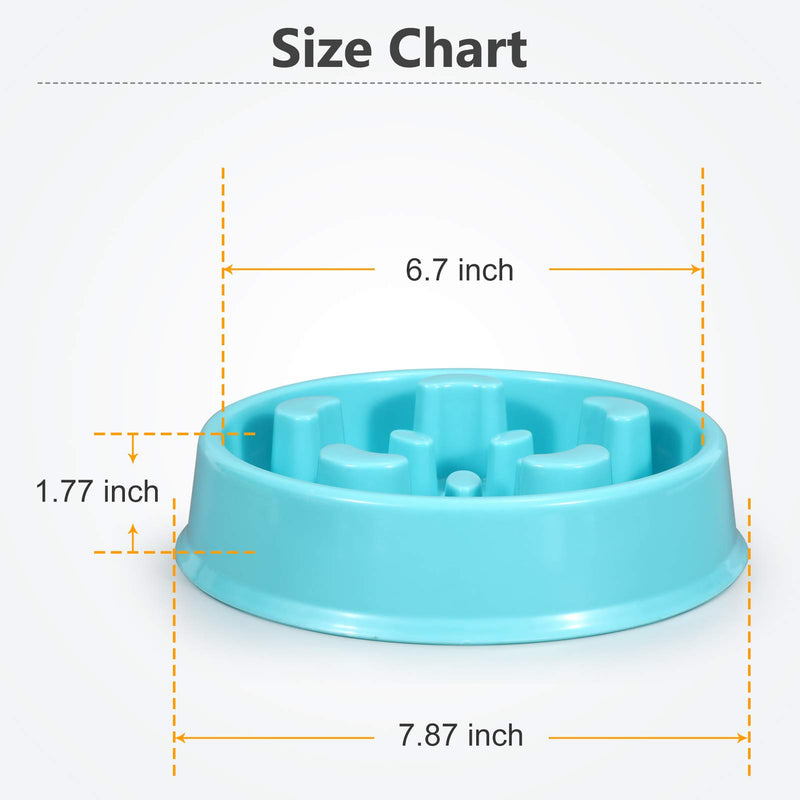 [Australia] - KASBAH Slow Feeder Dog Bowl, Anti-Gulping Dog Bowl Bloat Stop Water Dog Bowl for Small/Medium Dogs one size A-Blue 